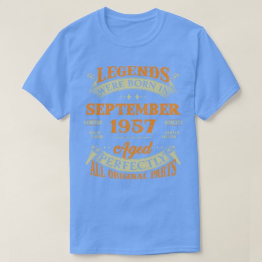 66e verjaardag Gift Legends geboren in september 1 T-shirt (Design voorkant)