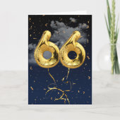 66e verjaardag Gold Mylar ballon en Confetti Card Kaart (Voorkant)