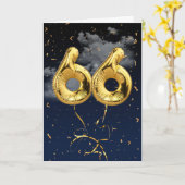 66e verjaardag Gold Mylar ballon en Confetti Card Kaart (Gele Bloem)
