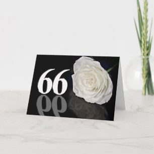 66e verjaardag Kaart met een klassieke witte roos
