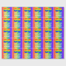 66e verjaardag: kleurrijk, vun regenboogpatroon # 