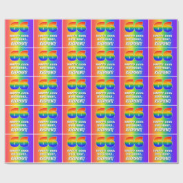 66e verjaardag: kleurrijk, vun regenboogpatroon # cadeaupapier