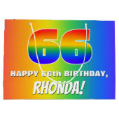 66e verjaardag: kleurrijk, vun regenboogpatroon # groot cadeauzakje (Achterkant)