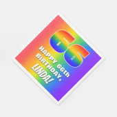 66e verjaardag: kleurrijk, vun regenboogpatroon #  servet (Hoek)