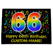 66e verjaardag - kleurrijke muzieksymbolen, Rainbo Groot Cadeauzakje (Voorkant)