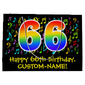 66e verjaardag - kleurrijke muzieksymbolen, Rainbo Groot Cadeauzakje (Achterkant)