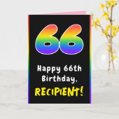 66e verjaardag: kleurrijke regenboog # 66, aangepa kaart (Gele Bloem)