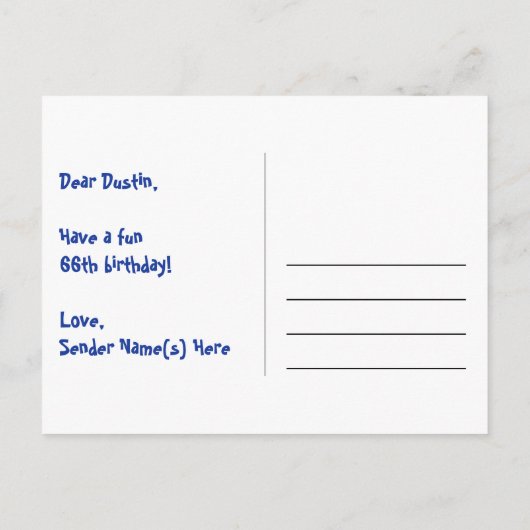 66e verjaardag: Leuk hartenpatroon, Regenboog 66 Briefkaart (Achterkant)