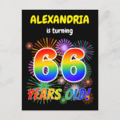 66e verjaardag - Leuk vuurwerk, Rainbow Look "66" Briefkaart (Voorkant)