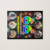 66e verjaardag: Leuke regenboog #, Aangepaste naam Legpuzzel (Horizontaal)