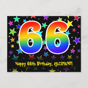 66e Verjaardag: Leuke Sterren Patroon, Regenboog 6 Briefkaart