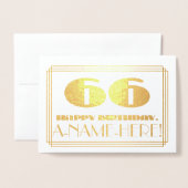 66e verjaardag; naam + Art Deco geïnspireerd look Folie Kaarten (Voorkant met envelop)