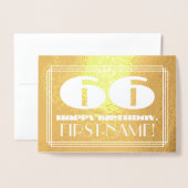 66e verjaardag: naam + Art Deco geïnspireerd look  Folie Kaarten (Voorkant met envelop)