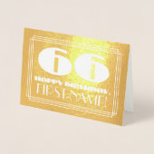 66e verjaardag: naam + Art Deco geïnspireerd look  Folie Kaarten (Voorkant)