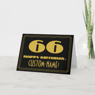 66e verjaardag: naam + Art Deco geïnspireerd look  Kaart