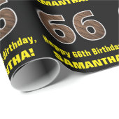 66e verjaardag: Naam & Faux Wood Grain Patroon "66 Cadeaupapier (Rol Hoek)
