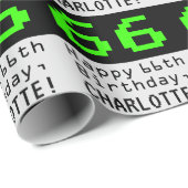 66e verjaardag - Nerdy / Geeky stijl "66" en naam Cadeaupapier (Rol Hoek)