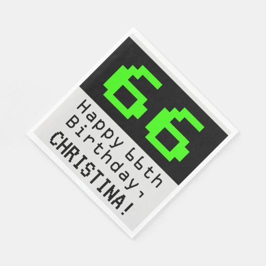 66e verjaardag - Nerdy / Geeky Style "66" & Naam Servet (Hoek)