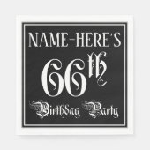 66e verjaardag Partij — Fancy Manuscript + de Naam Servet (Voorkant)
