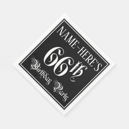 66e verjaardag Partij — Fancy Manuscript + de Naam Servet (Hoek)