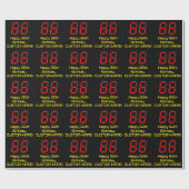 66e verjaardag: Red Digital Clock Style "66" + naa Cadeaupapier (Vlak)