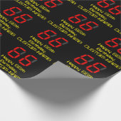 66e verjaardag: Red Digital Clock Style "66" + naa Cadeaupapier (Hoek)