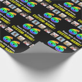 66e verjaardag: Regenboog "66"; Aangepaste Foto's  Cadeaupapier (Hoek)