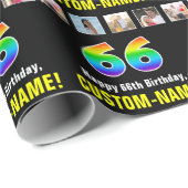 66e verjaardag: Regenboog "66"; Aangepaste Foto's  Cadeaupapier (Rol Hoek)