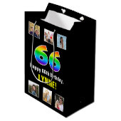 66e verjaardag: Regenboog "66", aangepaste foto's Medium Cadeauzakje (Voorkant Gekanteld)