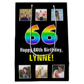 66e verjaardag: Regenboog "66", aangepaste foto's Medium Cadeauzakje (Achterkant)