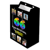 66e verjaardag: Regenboog "66", aangepaste foto's Medium Cadeauzakje (Achterkant Gekanteld)