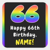 66e verjaardag: Regenboogspectrum # 66, Aangepaste Vierkante Sticker (Voorkant)