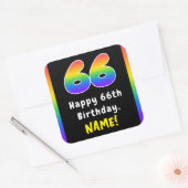 66e verjaardag: Regenboogspectrum # 66, Aangepaste Vierkante Sticker (Envelop)
