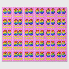 66e verjaardag: roze strips & harten, regenboognr. cadeaupapier