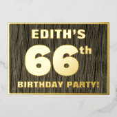 66e verjaardag: Vet, Faux-waterkorenpatroon Folie Uitnodiging (Voorkant)