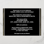 66e verjaardag: Vet, Faux-waterkorenpatroon Folie Uitnodiging (Achterkant)