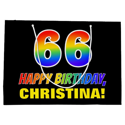 66e verjaardag: Vet, Vun, eenvoudig, regenboog 66 Groot Cadeauzakje (Achterkant)