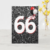 66e Verjaardagsballonnen op Zwarte Glitter Kaart (Gele Bloem)