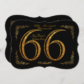 66e, Verjaardagsfeest 66e, grote Gatsby, zwart & g Kaart (Voorkant / Achterkant)