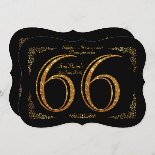 66e, Verjaardagsfeest 66e, grote Gatsby, zwart & g Kaart (Voorkant / Achterkant)