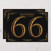 66e Verjaardagsfeest, Gatsby stijl, zwart goud gli Kaart (Voorkant / Achterkant)