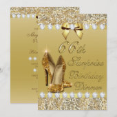 66e Verrassing Verjaardag Diner Gouden Hakken Diam Kaart (Voorkant / Achterkant)