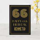 66ste verjaardag: Art Deco Geïnspireerde look "66" Kaart (Gele Bloem)