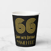 66ste verjaardag: Art Deco Geïnspireerde look "66" Papieren Bekers (Achterkant)