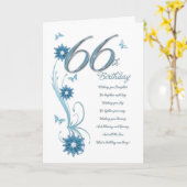 66ste verjaardag in wintertaling met bloemen en kaart (Gele Bloem)