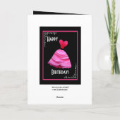 66ste verjaardag met roze jurk kaart (Achterkant)