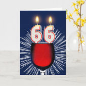 66ste verjaardag met wijn en kaarsen kaart (Gele Bloem)