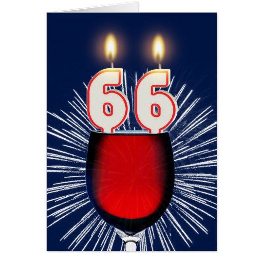 66ste Verjaardag met wijn en kaarsen Kaart