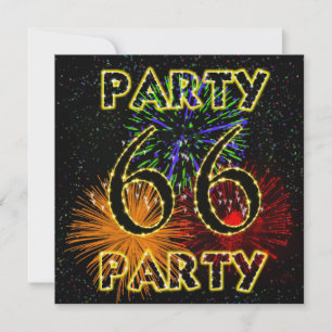 66ste verjaardag uitnodiging met vuurwerk