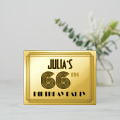 66ste Verjaardagsfeest ~ Art Deco Stijl “66” + Naa Folie Uitnodiging Briefkaart (Staand Voorkant)